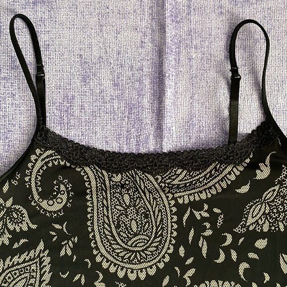 Jockey black nude paisley Lycra stretch camisole spaghetti strap silky soft sexy - Picture 3 of 12